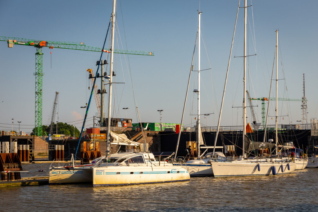 Yachts docked in Brunsbüttel recreational craft berth in Kiel Canal